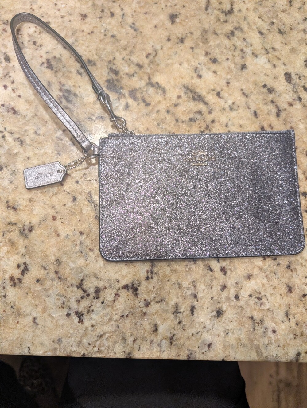 Coach Silver Glitter Wristlet